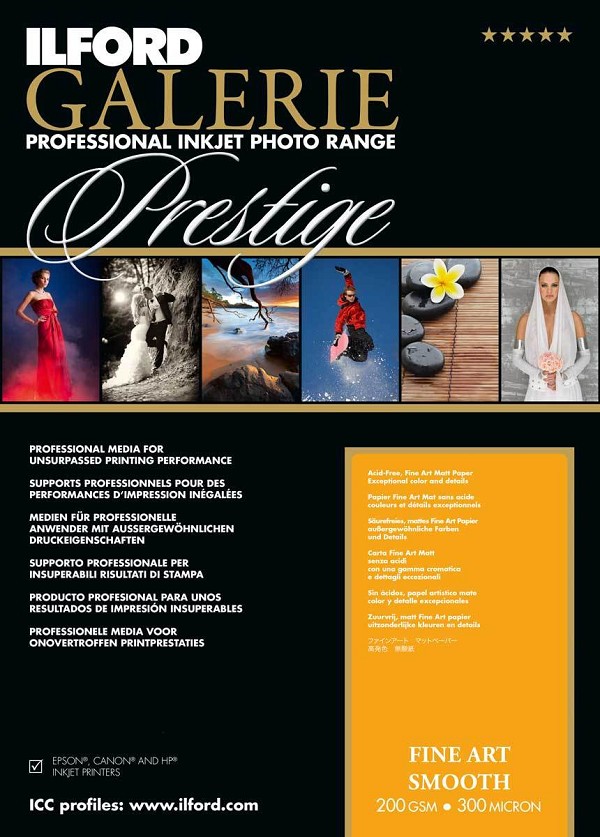 Ilford Galerie Prestige Fine Art Smooth 200g/mq A3+ 25 fogli